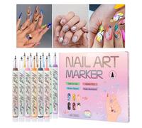 Pennarelli per Unghie,Strumenti per Manicure con Pittura a 12 Colori,Pennarelli 0,7 Mm - per Scolpire e Decorare Acrilico con Punti e Tratti da Salone e Cura Personale a Casa