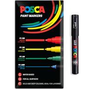 Pennarelli Posca a base d'acqua con vernice acrilica | Penna per pittura permanente per superfici multiple | Confezione da 1 in confezione regalo sotto busta | Vetro, tessuto, tela, legno ecc. | PC-1M