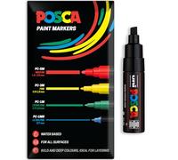 Pennarelli Posca a base d'acqua con vernice acrilica | Penna permanente per uso multisuperficie | Confezione da 1 in confezione regalo busta | Vetro, tessuto, legno ecc. | Punta a scalpello PC-8K