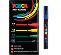 Pennarelli Posca con vernice acrilica a base d'acqua | Penna per pittura permanente per superfici multiple | Confezione da 1 in confezione regalo | Vetro, tessuto, tela, legno, ecc. | PC-3M, Blu
