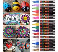 Pennarelli resistenti all'acqua, 16 colori, pennarelli permanenti, ad asciugatura rapida, matite acriliche per pietra, Pasqua, fai da te, tela, vetro, ceramica, metallo, matrimoni, libro degli ospiti
