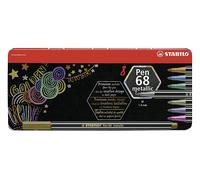 Pennarelli Pen 68 - colori assortiti metallic - Stabilo - scatola in metallo 8 pezzi