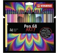 Stabilo Pen 68 Arty Pack de 24 Rotuladores - Punta de Fibra - Trazo de 1mm aprox - Tinta a Base de Agua - Capuchon Ventilado -