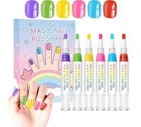 Pennarelli Unghie per Bambini 6 Colori, Staccabile a Strappo, Asciugatura | Pennarelli Dita Manicure Dita, Compleanno, Natale, Ragazze