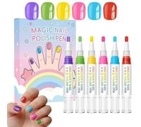 Pennarelli Unghie per Bambini 6 Colori, Staccabile a Strappo, Asciugatura | Pennarelli Dita Per Bambina, Manicure delle Dita, Compleanno, e Natale