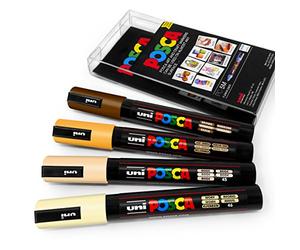 Pennarelli Uni Posca - PC-5M per arte e pittura - Set di 4 in un sacchetto di plastica - colori della pelle