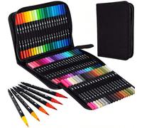 Pennarello a doppia punta lavabile 2 in 1, pennarello con punta morbida con fusto nero in scatola in PVC, set di pennarelli per acquerello 24 coloriABS