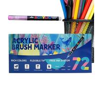 Pennarello acrilico con punta a pennello, set coprente e verniciabile, per ufficio, scuola e matite acriliche, per scrivere, forniture per ufficio, bambini, feste, scuola, compleanno, Natale, premi