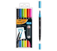 Pennarello Bic Intensity Dual Tip 6 Colori Punta Fina e Brush Base Acqua