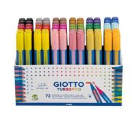 Pennarello Doppia Punta Giotto Turbo Pro, Schoolpack 72 Pezzi Assortiti in 18 Colori