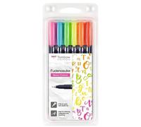 Tombow Ws-Bh-6P - Pennarello per Fudenosuke Neon, Punta Dura, 6 Pezzi,