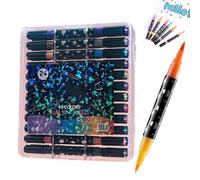 Pennarello Glitter Penna - Evidenziatori a doppia punta per materiale artistico,Pennarelli da Scrapbooking - Adulti, bambini, adolescenti, principianti, aula, scuola, ufficio, quaderno, compleanno