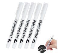 Pennarello Indelebile Bianco 5 Pezzi, Pennarello Bianco Punta Fine ad Asciugatura Rapida, Larghezza del Filo 1.0 mm, Pennarelli Acrilici per Dipingere Sassi, Tessuti, Legno, Vetro, Tela, Pneumatici