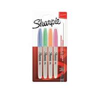 Pennarello indelebile SHARPIE FINE F in blister da 4 pz. : Menta, Pesca, Blu Sky, Rosa Elettrico