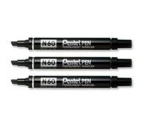 Pennarello N60 permanente, punta smussata, 2,5/7 mm, inchiostro a solvente indelebile, tutti i supporti per il corpo in metallo nero