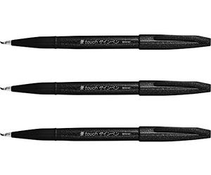 Pennarello Pentel Fude Touch, punta in feltro Black 3set