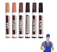 Pennarello per Legno,Pennarello Ritocco Legno,Kit di Riparazione Mobili da 6 Pezzi,Penna per Riparazione Mobili,Kit di Riparazione per Ritocchi per Mobili in Legno di Quercia,Pavimenti,Macchie,Tavoli
