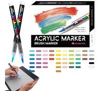 Pennarello per pittura acrilica con punta a pennello, penne acriliche per pietre resistenti all'acqua | Pennini per dipingere pietre, set di accessori artistici versatili per