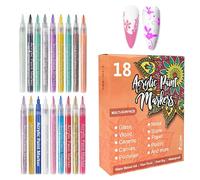 Pennarello per unghie,18 Colori Penna a Rapida Asciugatura | Pennello Dotting per Liner - per Salone Casa Festa Donna Ragazza Adolescente Estate Matrimonio Regalo Giornata