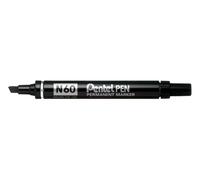 Pennarello permanente Pentel Pen N60 - Punta a scalpello resistente e robusta - Resistente all'acqua e alla luce - Nero