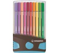 Pennarello Premium - STABILO Pen 68 Colorparade - Astuccio Desk-Set da 20 antracite/azzurro - 20 colori assortiti