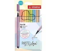 PENNARELLI PEN 68 COLORI PASTELLO LOVE- STABILO CONF. 12 PZ