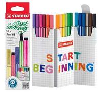 Stabilo Pen 68 - Pennarello Premium - ZIG ZAG Set da 18 - Colori assortiti