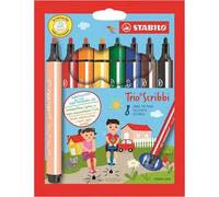 Triangular Fibre-Tip Pen - STABILO Trio Scribbi - Pack of 8 - Assorted Colours