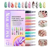 Penne - 12 pennarelli colorati con punta acrilica, penne 3D ad asciugatura rapida, set di pennelli per disegno punteggiato, per manicure fai da te, casa, salone, principianti, adolescenti, ragazze