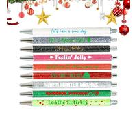 Penne a,9 Pezzi di Cancelleria con Glitter per Natale,Penna Passiva Vivace Con Frasi Divertenti | per Colleghi Adulti Scuola Ufficio Festa Regalo per il Riempimento delle Calze