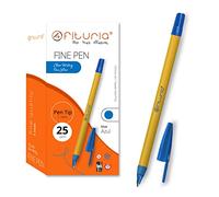 Penne a punta fine, colore blu, confezione da 25 pezzi, punta 1 mm precisione e dettaglio, ideali per diversi ambienti come ufficio, casa e scuola (scatola da 25 pz. Blu)