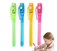 Penne a scomparsa con luce UV, penna UV e tracciante, set di 4 pennarelli permanenti lavabili per Halloween, inchiostro invisibile Pe.n per messaggi segreti per la scuola aziendale di riunione