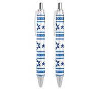 Penne a sfera a forma di bandiera israeliana, retrattile, inchiostro blu, penna a sfera per scrittura liscia, 2 pezzi