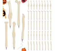 Penne a sfera a forma di dito scheletrato, confezione da 50 pezzi, inchiostro nero, penna novità per Halloween, medici, infermieri e studenti