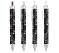 Penne a sfera a rullo retrattili a forma di disco in vinile rotto, inchiostro blu, punta fine da 0,5 mm, forniture per ufficio, 4 pezzi come foto 2