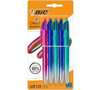 Bic Penna a sfera retrattile con inchiostro liscio, 4 colori, confezione da 5