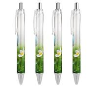 Penne a sfera a sfera con motivo a farfalla e paesaggio naturale, penna a sfera con inchiostro gel, retrattile, punta fine da 0,5 mm, per scuola, ufficio, natura, paesaggio, farfalla, fllower, 4 pezzi