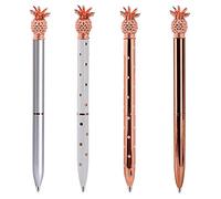Penne a Sfera Ananas Metallo Penne a Sfera in Oro Rosa per Forniture da Ufficio Scuola, 1,0 mm, Inchiostro Nero 4 Pezzi