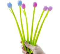 Penne a sfera con fiore di tulipano che cambia colore, penna a sfera con inchiostro gel colorato e creativo per cancelleria, regali per bambini e insegnanti, inchiostro nero da 0,5 mm (6pcs)