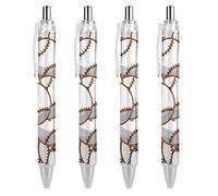 Penne a sfera da baseball per sport, scrittura scorrevole, 0,5 mm, inchiostro nero, retrattile, penna a sfera da lavoro, per ufficio e studenti, 4 pezzi