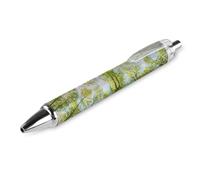 Penne a sfera nere, penna a sfera a inchiostro gel, scrittura liscia, retrattile, punta fine da 0,5 mm, per scuola, ufficio, motivo natura, foresta Greenwood, 1 pezzo