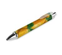 Penne a sfera nere, penna a sfera a inchiostro gel, scrittura liscia, retrattile, punta fine da 0,5 mm, per scuola, ufficio, limoni su un ramo, 1 pezzo