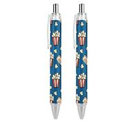 Penne a sfera per popcorn e biglietti cinematografici, scrittura liscia, 0,5 mm, inchiostro nero, penna a sfera retrattile, penne a sfera da lavoro, per ufficio, studenti, 4 pezzi