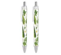 Penne a sfera retrattili con barattolo di sottaceti e cetriolo sottaceto da 0,5 mm, penna a sfera fine per scrittura liscia, inchiostro gel per ufficio, 2 pezzi