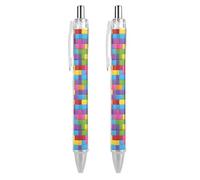 Penne a sfera retrattili con stampa a blocchi di costruzione, penne a sfera per ufficio e lavoro, per uomini e donne, 2