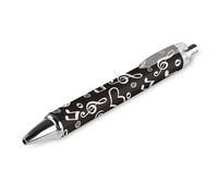 Penne a sfera retrattili personalizzate, penna a sfera con note musicali bianche e nere, ultra fine, 0,5 mm, inchiostro nero, penna a sfera ricaricabile rimovibile per ufficio e scuola, 1 pezzo
