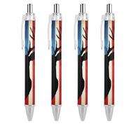 Penne a sfera ricaricabili alla moda, per uomini e donne, per ufficio, scrivania, 0,5 mm, inchiostro nero, 4 pezzi, motivo mimetico con cervo mimetico, bandiera americana in legno