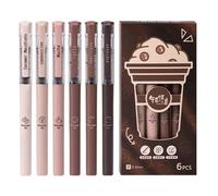 Penne a tema caffè - Penne a inchiostro 6x per scrivere | Set di matite gel gel retrattile da 5,71 pollici, punta ad ago portatile comodo kit da penna forniture Esco