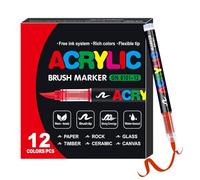 Penne a testa per testa a morbida liquida diretta - Penne di vernice acrilica testa | Marcatori di punta fine e pennello | Marcatori di disegno permanente multifunzionale | Segnali di punta fine e spa