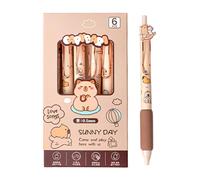 Penne Animali - 6 Pezzi Set di Cartoleria Capibara,0.5mm Asciugatura Rapida Strumento di Scrittura Estetico per il Diario Bambini Adolescenti Studenti Adulti Donne Scuola Aula Posto di Lavoro